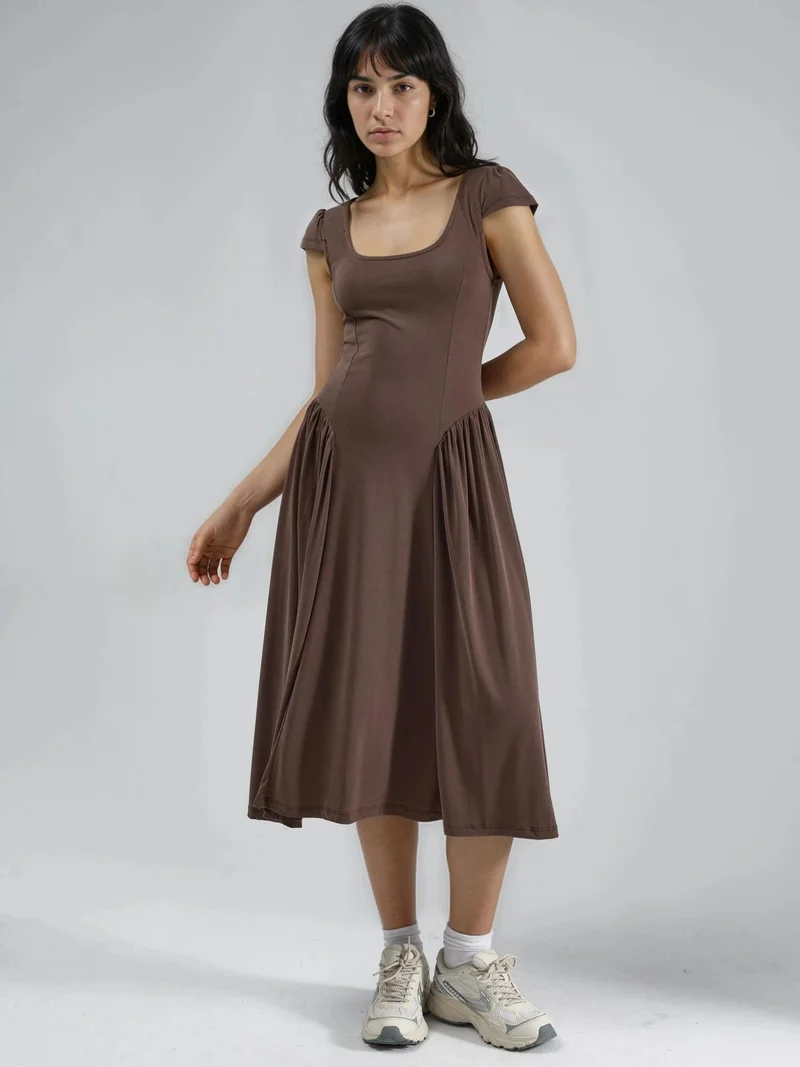 بوسيم BUSEM Paneled Knit Midi Dress